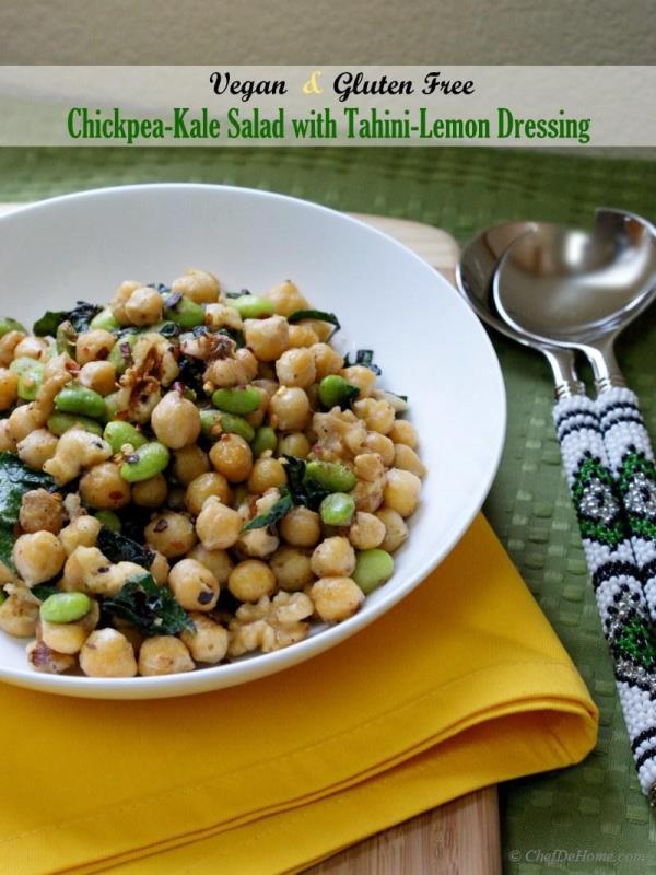 Chickpea-Kale Salad with Tahini-Lemon Dressing