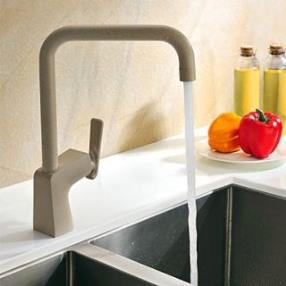 Contemporary Painting Finish Brass One Hole Single Handle Rotatable Kitchen Faucet At FaucetsDeal.com