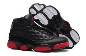  Bred-Air Jordan 13 Retro Black Red (Leather) Men's Shoe