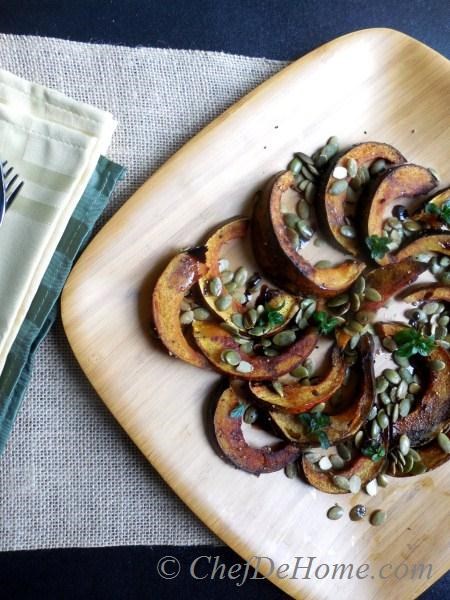 Roasted Acorn Squash with Pumpkin Seeds and Balsamic