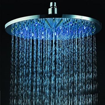 12 Inch Chrome Brass Shower Head with Color Changing LED Light--Faucetsmall.com