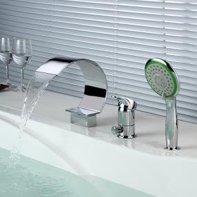 Three Contemporary chrome plated waterfall Bathtub Faucet--Faucetsdeal.com