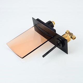 Black LED Waterfall Wall Mounted Oil-rubbed Bronze Bathroom Sink Faucet--Faucetsdeal.com