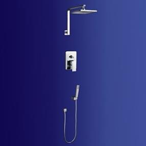 Contemporary Chrome Finish Shower Faucet with 8 inch Shower Head and Hand Shower--FaucetSuperDeal.com