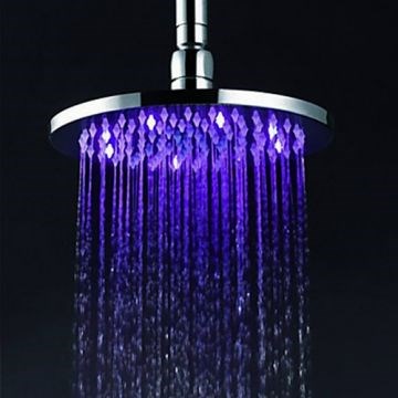 8 Inch Brass Shower Head with Color Changing LED Light--Faucetsmall.com--Faucetsmall.com