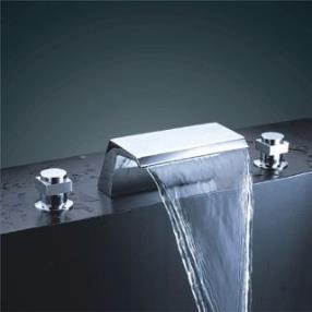 Chrome Finish Double Handle Waterfall Bathtub Sink Faucet--FaucetSuperDeal.com