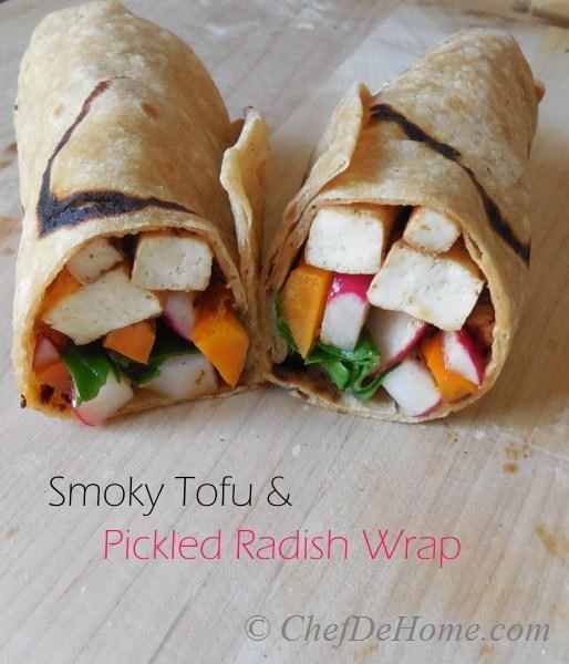 Smoky Tofu and Pickled Radish Breakfast Wrap