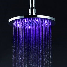 8 inch Brass Shower Head with Color Changing LED Light--FaucetSuperDeal.com