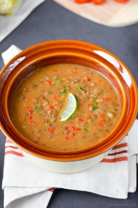 Easy Vegan French Lentils Soup in Pressure Cooker Recipe - ChefDeHome.com