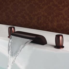 Two Handles ORB black bronze waterfall Bathtub faucet --Faucetsdeal.com 