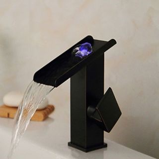 Antique Black ORB Finish LED Waterfall Bathroom Sink Faucet--Faucetsdeal.com
