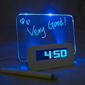 Interchanging Colors DC 5V LED Alarm Clock Message Board Acrylic Night Novelty Lights