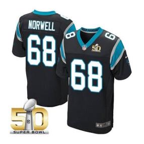 Men's Carolina Panthers #68 Andrew Norwell Black 2016 Super Bowl 50 Elite Jerseys