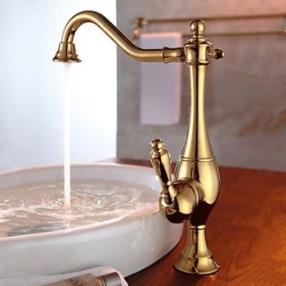 Shengbaier Vintage Style Ti-PVD Finish Curve Design Kitchen Faucet At FaucetsDeal.com