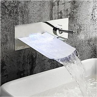 Single Handle Chrome Finish Waterfall Wall Mount Bathroom Sink Faucet--Faucetsdeal.com