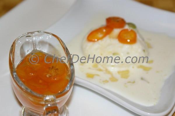 A piece of Indian Cheese Cake with Kumquat Syrup, what a pleasant surprise... love to try it.