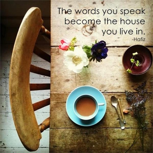 The words you speak become the house you live in. - Hafiz