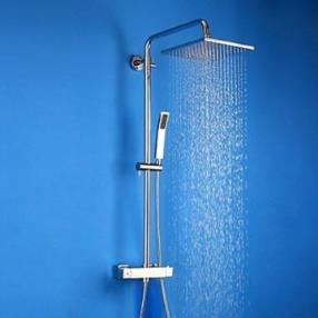 Chrome Finish Contemporary Brass Thermostatic Shower Faucet with Air Injection Technology Shower Head--Faucetsmall.com