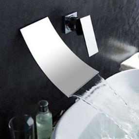Waterfall Widespread Contemporary Bathroom Faucet - Chrome Finish--Faucetsmall.com
