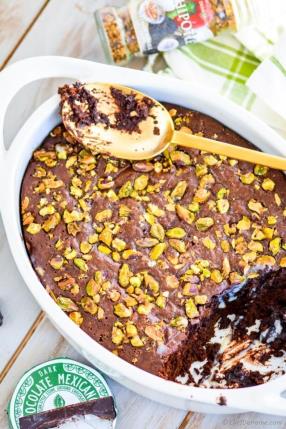 Salted Pistachios Mexican Chocolate Pudding Cake Recipe - ChefDeHome.com