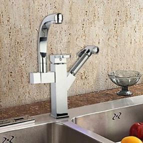 Chrome Finish Contemporary Single Handle Centerset Pull-out Bathroom Sink Faucet--Faucetsmall.com