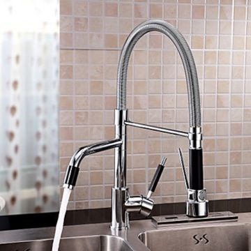 Contemporary Chrome Finish Rotatable Tall Kitchen Faucet--Faucetsmall.com