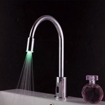 Chrome Finish Contemporary Brass LED Sensor Bathroom Sink Faucet--Faucetsmall.com
