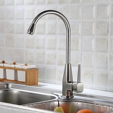 Contemporary Stainless Steel Brushed Chrome Kitchen Faucet--Faucetsmall.com