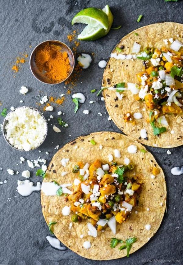 Curry Masala Cauliflower Tacos Recipe -ChefDeHome.com