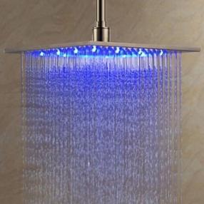 12 inch Stainless Steel Shower Head with Color Changing LED Light--FaucetSuperDeal.com