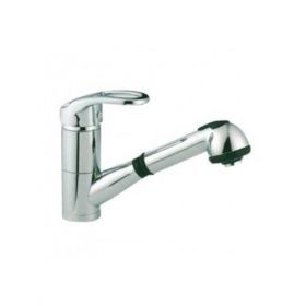 Chrome Single Hole Pull-out Spray Centerset Cold and Hot Kitchen Faucet--Faucetsuperseal.com