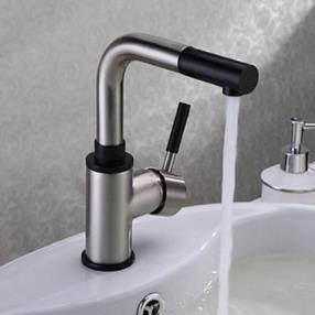Nickel Brushed Finish Contemporary Single Handle Kitchen Faucet--Faucetsmall.com