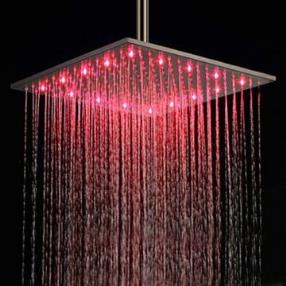 16 Inch Stainless Steel Contemporary Shower Head with Color Changing LED Light--Faucetsmall.com