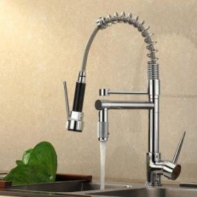 Chrome Finish Pullout Spray High-Pressure Kitchen Faucet at faucetsdeal.com