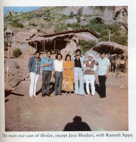 Main star cast of sholay except Jaya Bhaduri with Ramesh Sippy 