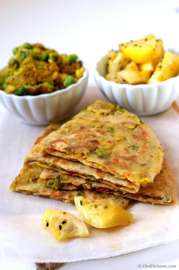Spiced Potatoes and Peas Stuffed Flat Bread with Preserved Lemons Recipe -  ChefDeHome.com