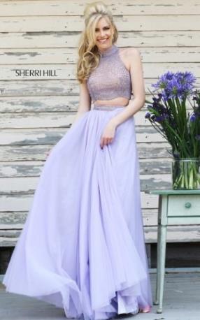 Lilac Sherri Hill 11220 Beads Tulle Prom Dress 2015
