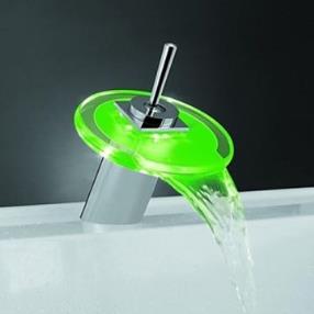 Temperature Controlled Sensor LED Waterfall Faucet with Tube--Faucetsmall.com