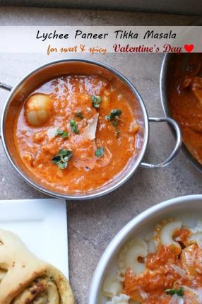 Lychee Paneer Tikka Masala - a sweet, spicy and aromatic #dinner for two for #Valentine 's Day