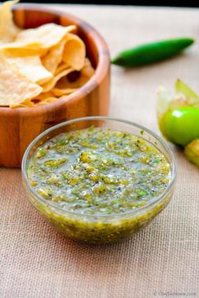 Fire Roasted Tomatillo Salsa - My other Chipotle Mexican Grill Favorite Recipe -ChefDeHome.com