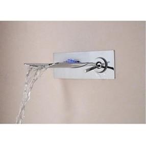 LED Waterfall Chrome Finish Wall-mounted Bathroom Tub Faucet--Faucetsdeal.com