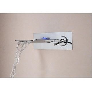 LED Waterfall Chrome Finish Wall-mounted Bathroom Tub Faucet--Faucetsdeal.com