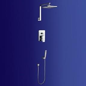 Chrome Contemporary Shower Faucet with 8 inch Shower Head and Hand Shower--Faucetsmall.com