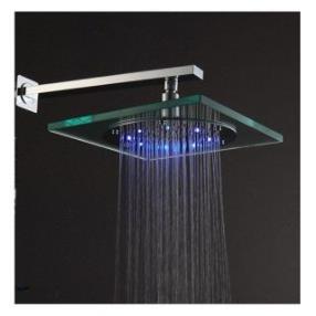 8 Inch Brass Rainfall Shower Head with Color Changing LED Light--Faucetsmall.com