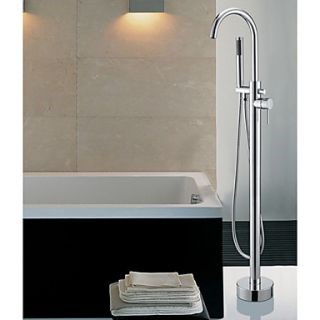 Contemporary Floor Standing Hand shower Included Bathtub Faucet At FaucetsDeal.com