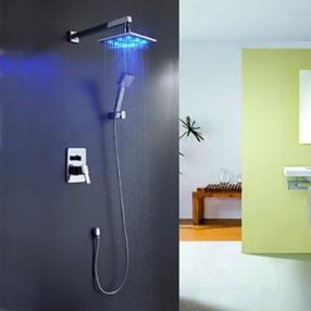 Color Changing LED Shower Faucet with 8 inch Shower Head and Hand Shower--Faucetsmall.com