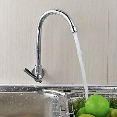 Wall Type 360 Rotatable Chrome Plated Brass Kitchen Sink Faucet--Faucetsdeal.com