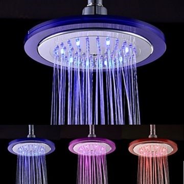 Contemporary Electroplate Color Changing LED Square Shower Head--Faucetsmall.com