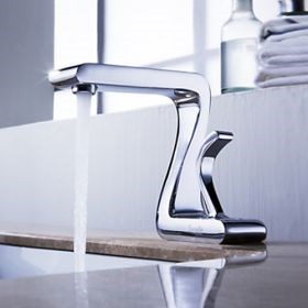Solid Brass Bathroom Sink Faucet (Chrome Finish)--FaucetSuperDeal.com