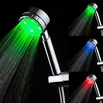Chrome Finish Temperature Sensor Color Changing LED Hand Shower--Faucetsmall.com
